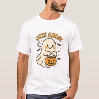 Camiseta Dulce Fantasma Calabaza Halloween Arte Retro