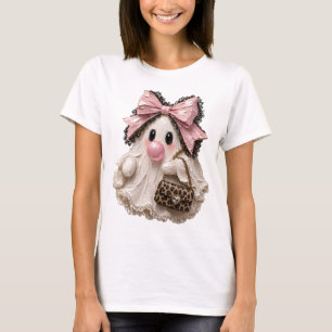 Camiseta Dulce Fantasma de Chicle con Lazo Rosa de Hallowee