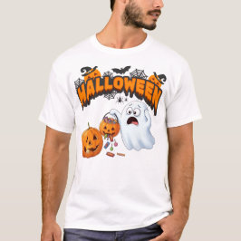 Camiseta Dulce Fantasma de Dibujos Animados y Calabaza de C