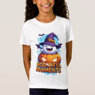 Camiseta Dulce Fantasma de Halloween con Murciélagos Volado