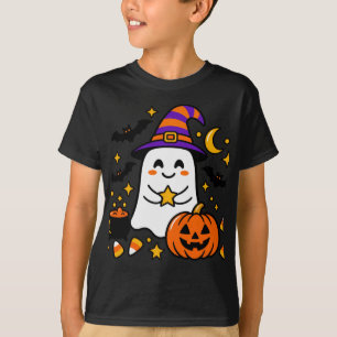 Camiseta Dulce Fantasma de Halloween con Sombrero de Bruja,