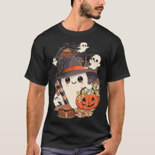 Camiseta Dulce Fantasma de Halloween en Estilo Kawaii