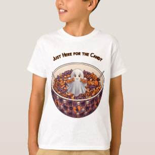 Camiseta Dulce Fantasma de Halloween en Tazón de Dulces