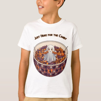Camiseta Dulce Fantasma de Halloween en Tazón de Dulces