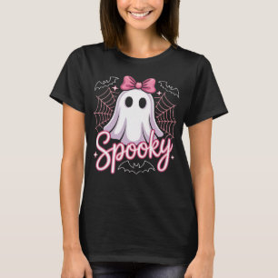 Camiseta Dulce Fantasma Espeluznante Rosa Halloween Kawaii 