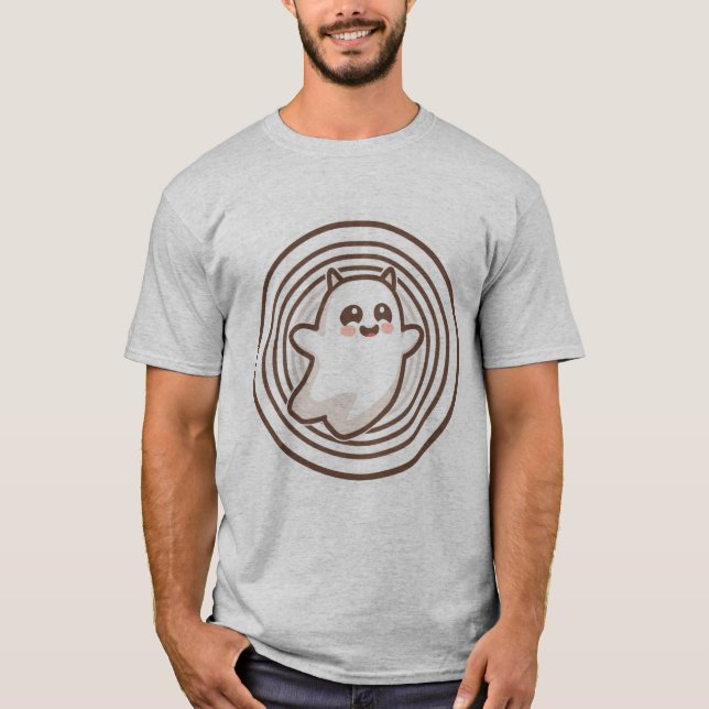 Camiseta Dulce Fantasma Kawaii con Fondo de Círculos Concén (Anverso)