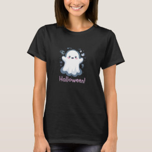 Camiseta Dulce Fantasma Kawaii Feliz Halloween Rosa Pastel