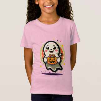 Camiseta Dulce Fantasma Sosteniendo Cubo de Caramelos de Ca