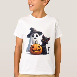 Camiseta Dulce Fantasma y Gato Negro Halloween 🎃