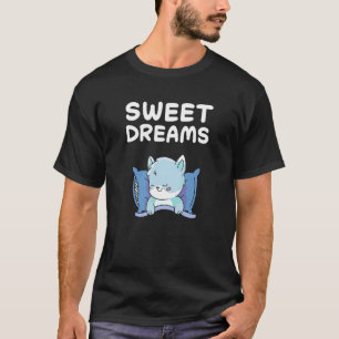 Camiseta Dulce Gato Sueños Nap Dormir Nap Pajama Nig
