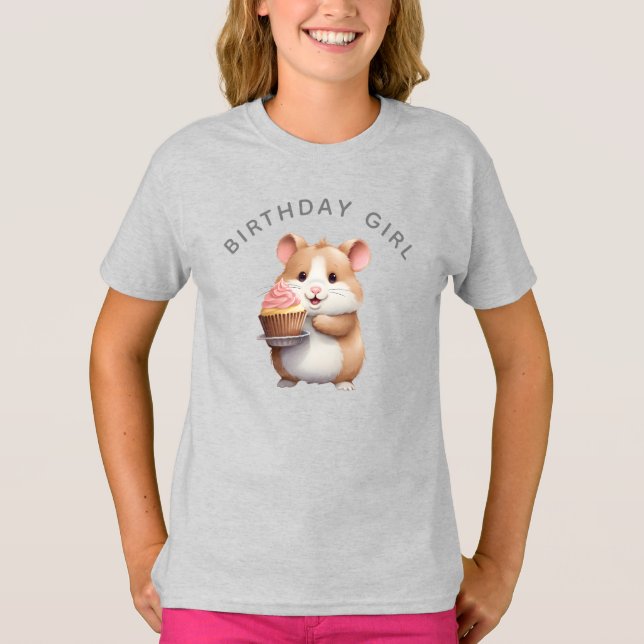 Camiseta Dulce Hámster, torta rosada Cumpleaños de los niño (Anverso)