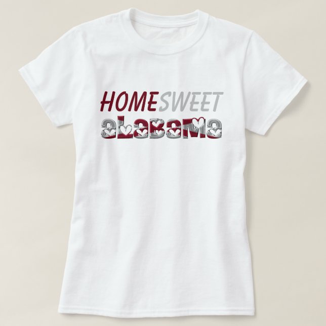 Camiseta Dulce hogar Alabama Corte State Flag Hearts (Diseño del anverso)
