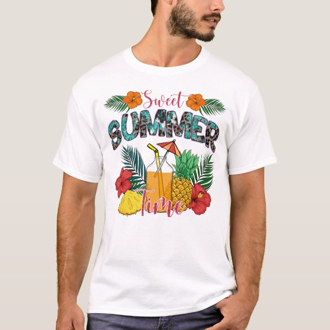 Camiseta Dulce hora de verano | Frutas tropicales y florale (Anverso)