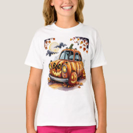 Camiseta Dulce Jack O Linterna de Halloween Calabaza Coche