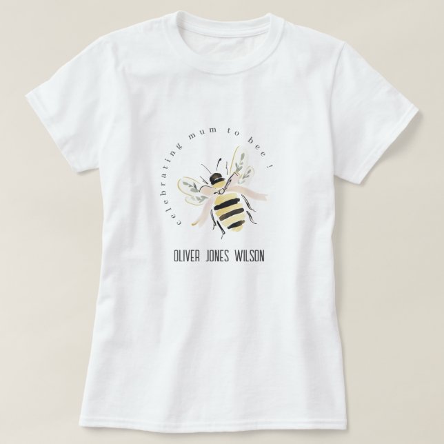 Camiseta Dulce Mamá Abeja Pastel Neutral Fiesta de Bebé (Diseño del anverso)
