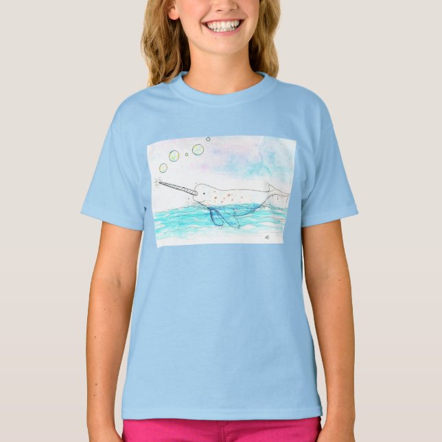 Camiseta Dulce Narval Acuarela Reventando Burbujas (Anverso)