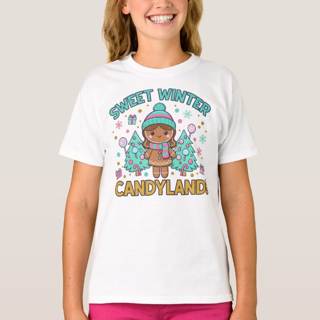 Camiseta Dulce Navidad de Pan de Jengibre Candyland (Anverso)