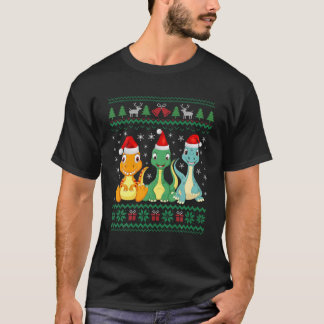 Camiseta Dulce Navidades de Santa Hat Dinosaur ama un