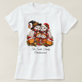 Camiseta Dulce Navidadween Familia de Búho Nevado Fiesta de