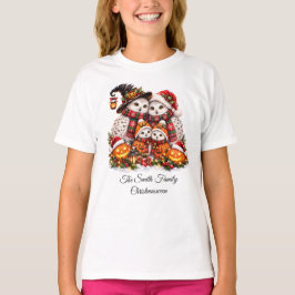 Camiseta Dulce Navidadween Familia de Búho Nevado Fiesta de