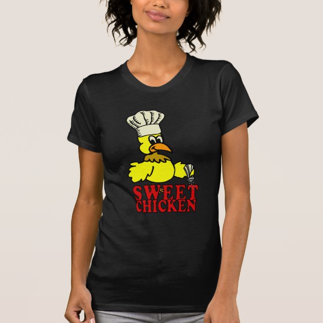 Camiseta dulce negra del Bbq del pollo (Anverso)
