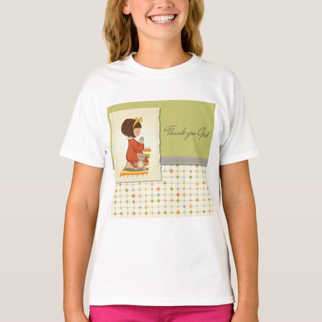 Camiseta Dulce niña orando Gracias a Dios (Anverso)