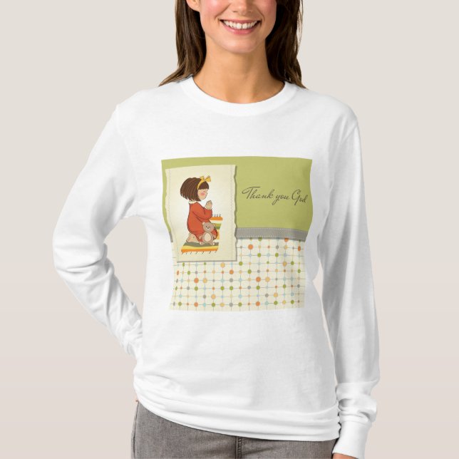 Camiseta Dulce niña orando Gracias Dios (Anverso)