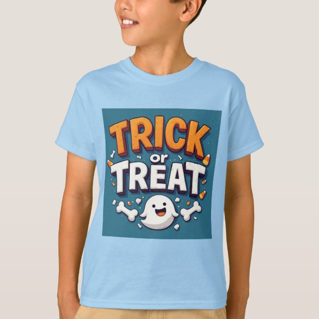 Camiseta Dulce o Truco Ilustración de Halloween Fantasma de (Anverso)