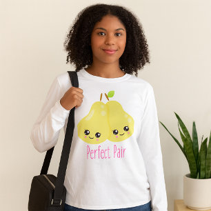 Camiseta Dulce Pareja de Peras Kawaii Pareja Perfecta Chist