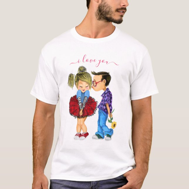 Camiseta Dulce Pareja Romántica - Amor - Te Amo - Beso (Anverso)