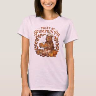 Camiseta Dulce Pastel de Calabaza Oso de Otoño