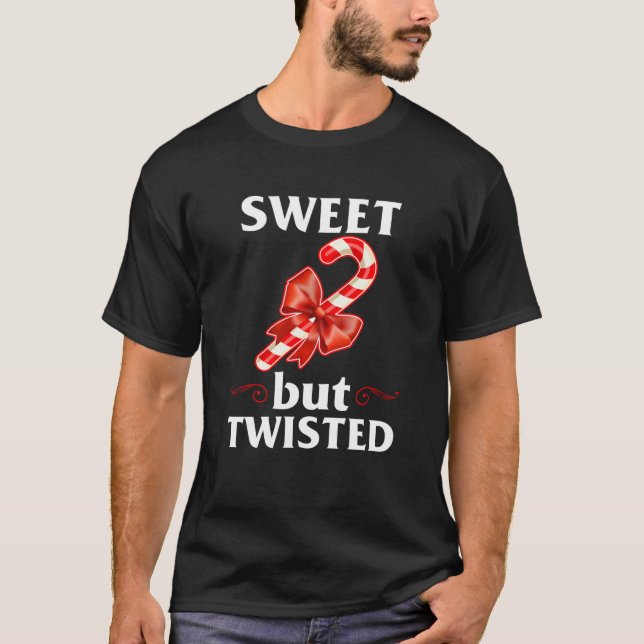 Camiseta Dulce pero torcido Feliz Navidad Candy Cane Sweat (Anverso)