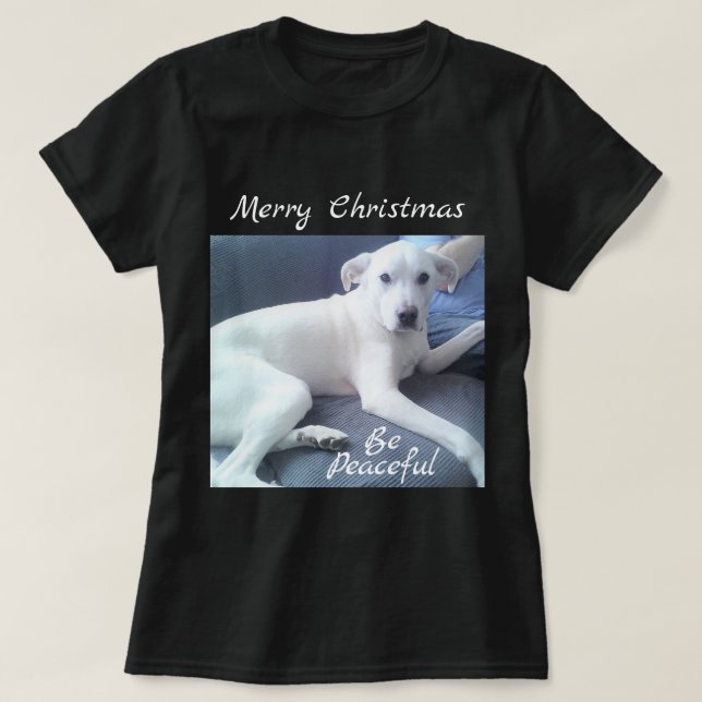 Camiseta Dulce Perro Blanco Pacífico Sentado Con Papá (Diseño del anverso)