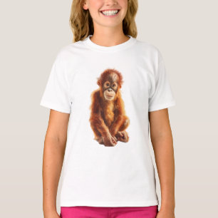 Camiseta Dulce personaje de bebé orangután sonriente para n