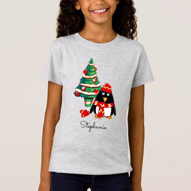Camiseta Dulce Pingüino Navidades de nombres personalizados (Anverso)