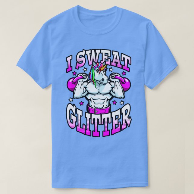 Camiseta Dulce Purpurina Unicorn Gym Workout Kettlebels Fi (Diseño del anverso)