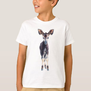Camiseta Dulce Retrato de Ternero de Okapi Pintado para Niñ