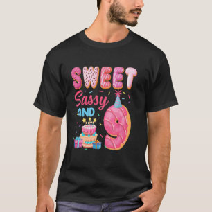 Camiseta Dulce Sassy Y 9 Cumpleaños Tema Donut 9 Cumpleaños