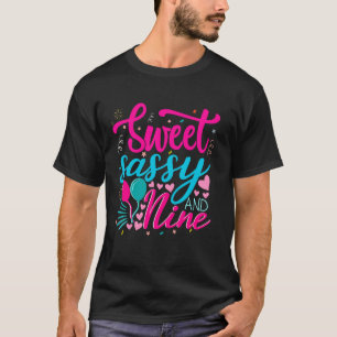 Camiseta Dulce Sassy y Cumpleaños Nueve cumpleaños niña 9