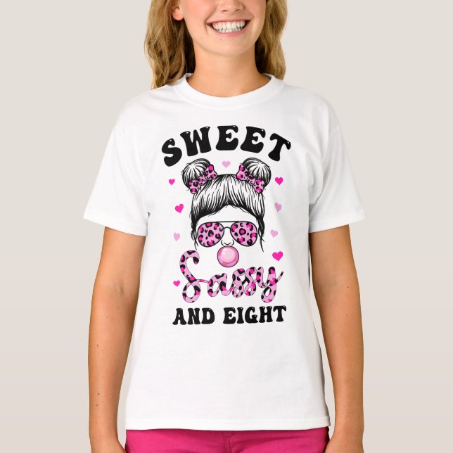 Camiseta Dulce Sassy Y Ocho Gafas De Sol De Leopardo De Bun (Anverso)