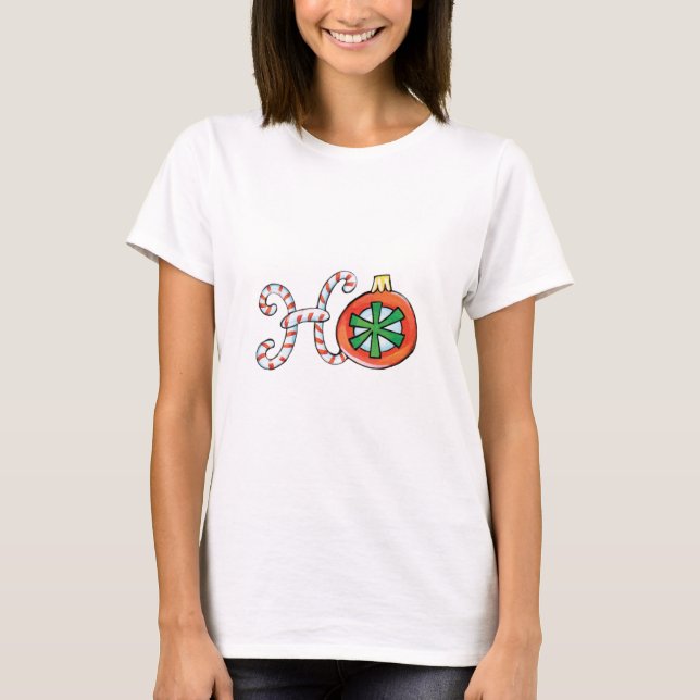 Camiseta Dulce texto de Navidad, Ho en cañas de caramelo ad (Anverso)