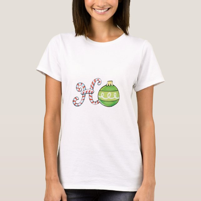 Camiseta Dulce texto de Navidad, Ho en cañas de caramelo ad (Anverso)
