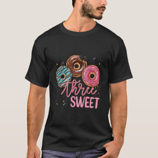 Camiseta Dulce Tres Tercer Chica De Nacimiento De Oro Donut