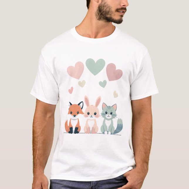 Camiseta Dulce trío - Pastel de Ilustracion animal (Anverso)