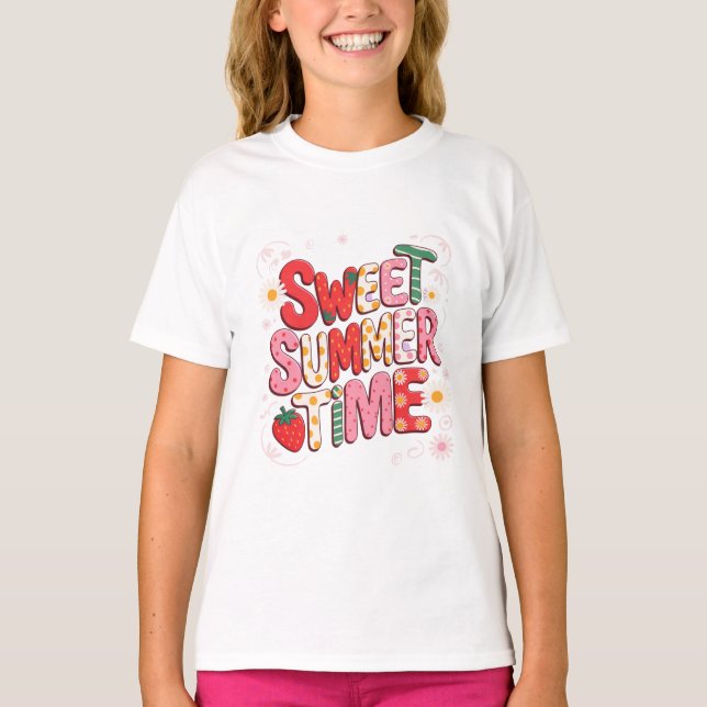 Camiseta Dulce verano Coquette Strawberry Retro Beach (Anverso)