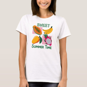 Camiseta Dulce Verano Diseño de Arte Pop de Frutas Tropical
