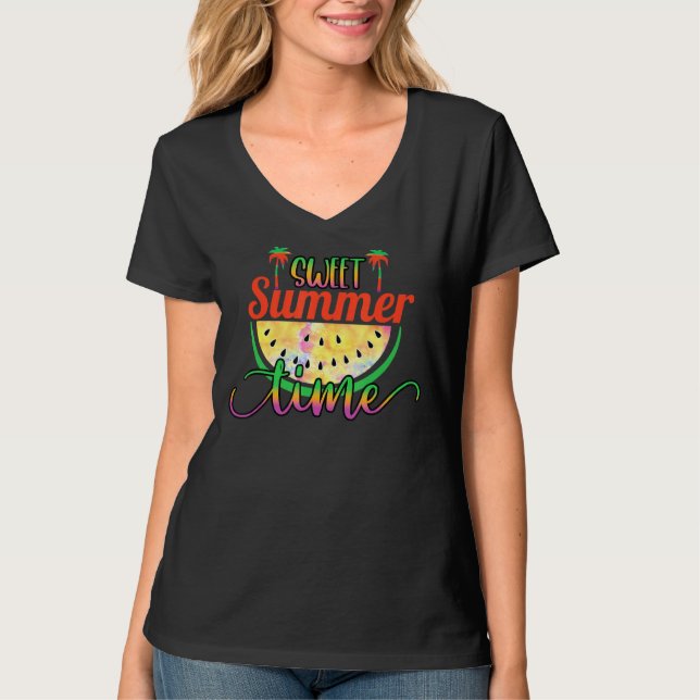 Camiseta Dulce verano Watermelon Palm Tree Diversión de ver (Anverso)