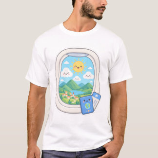 Camiseta Dulce vista de la ventana del avión Kawaii de viaj