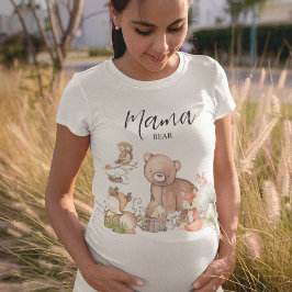 Camiseta Dulce Woodland Animal Baby ducha Mama Bear