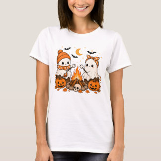 Camiseta Dulce y Acogedor Fantasma de Halloween en una Foga